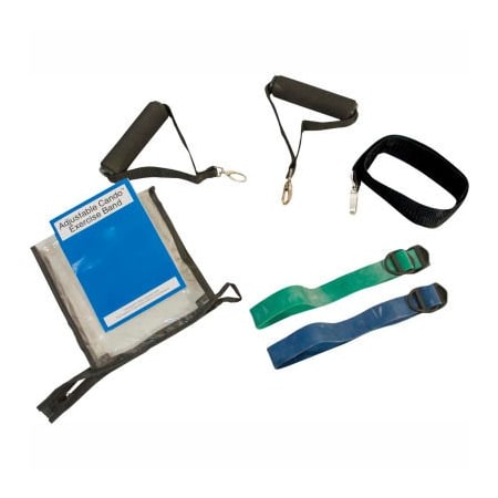 Fabrication Enterprises CanDo Adjustable Exercise Band, 2 Band Set, Moderate -Green, Blue) 487509